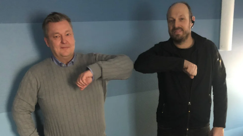 Patrik Silfvernagel, regionchef på Swerock och Peab Asfalt med Patrik Snell, vd på Snells entreprenad.