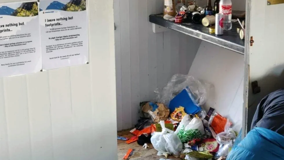STF delade på Instagram den här bilden som en fjällvandrare tagit i toppstugan på Kebnekaise.