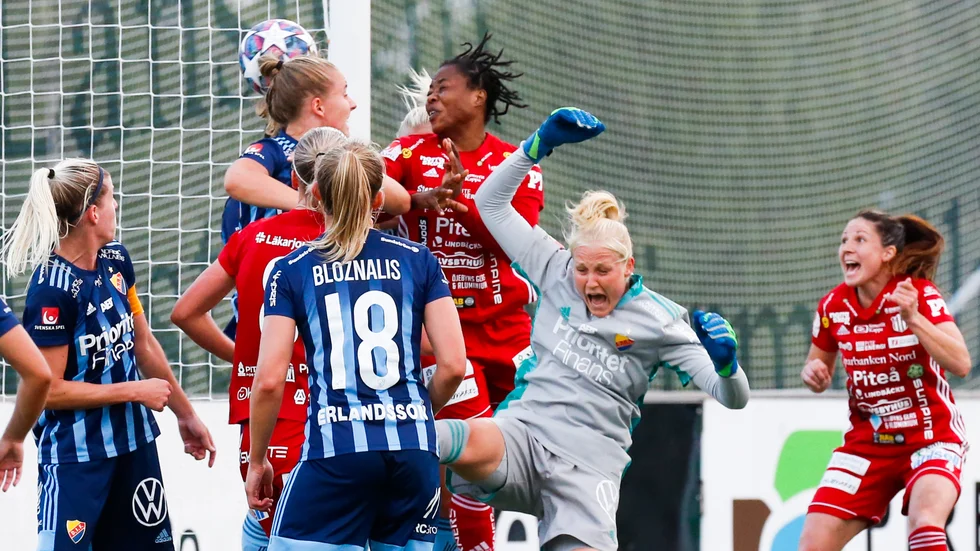 Faith Ikidi nickade in Piteå IF:s kvittering mot Djurgården.