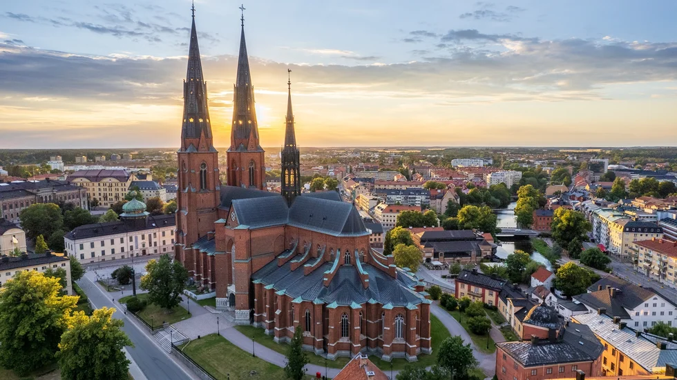 Gabriel Gumucio fotograferar Uppsala ovanifrån med drönare.