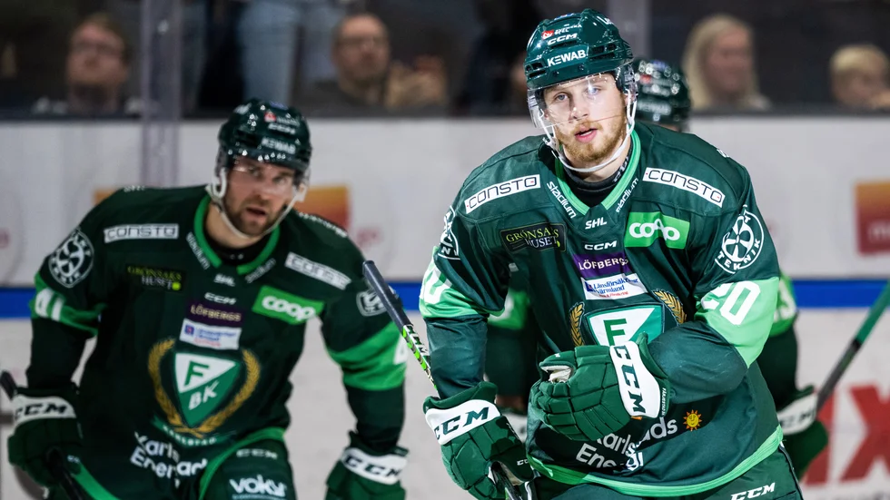 Marcus Westfält har precis gjort 3-3 i SHL-matchen mellan Färjestad och Skellefteå på torsdagen.