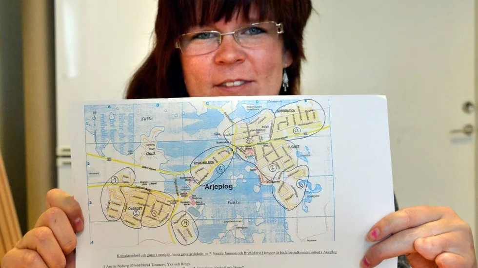 Arjeplog har delats in i nio områden där grannsamverkan ska starta. Sandra Jonsson är huvudkontaktombud.