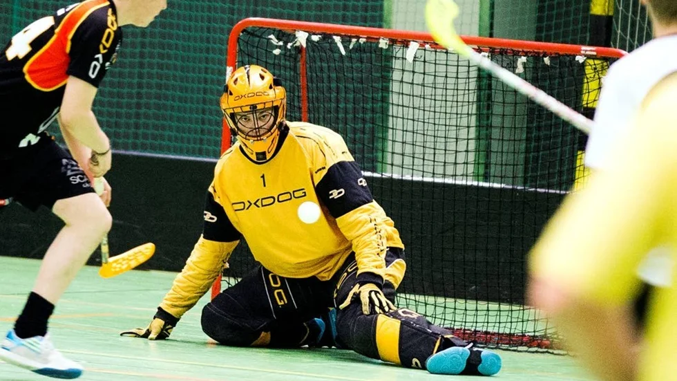 Wibax Patriots målvakt Oscar Öberg ser fram emot den första finalmatchen som även är säsongens sista på hemmaplan. ”Det ska bli kul. Det blir årets match”, säger han. (Arkivbild)