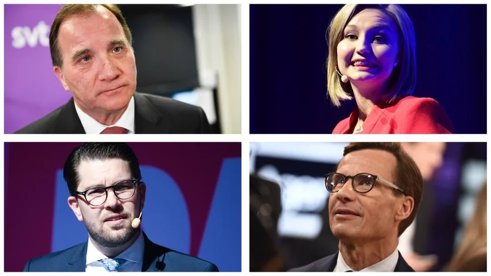 Stefan Löfven (S), Ebba Vusch Thor (KD) Jimmie Åkesson (SD) och Ulf Kristersson (M).