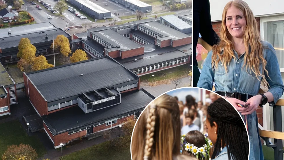 Elin Härnby är rektor på Årbyskolan i Eskilstuna. Den stora avslutningen kommer hållas på innergården mellan matsalen och idrottshallen. 