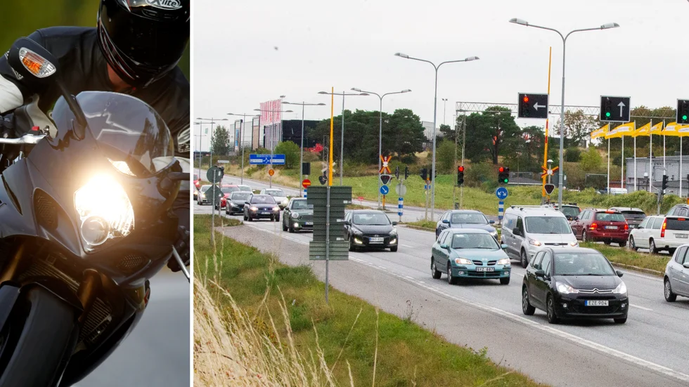 En polispatrull observerade motorcyklisten och tog upp jakten. Arkivbilder.