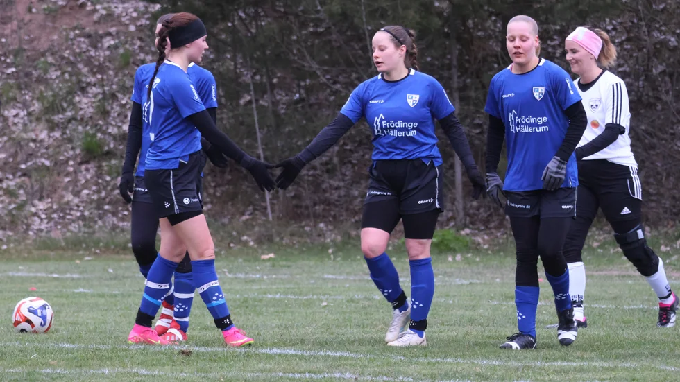 Louise Andersson efter sitt första mål för Frödinge Dam som betydde 2-1.