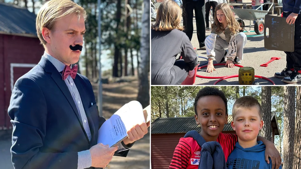 Skogsborgsskolan leker "Bäst i test" på fritidshemmet.