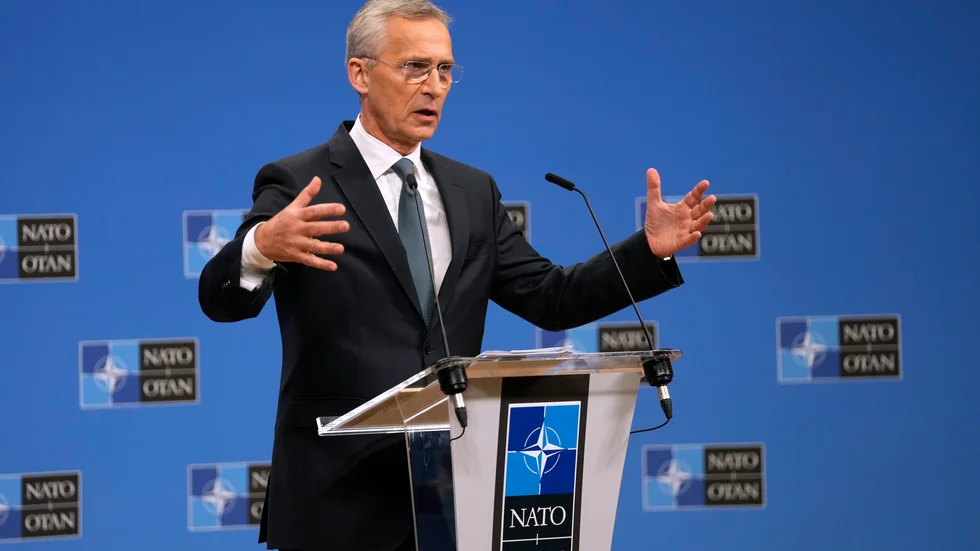Natos generalsekreterare Jens Stoltenberg under en konferens i Bryssel i fredags.