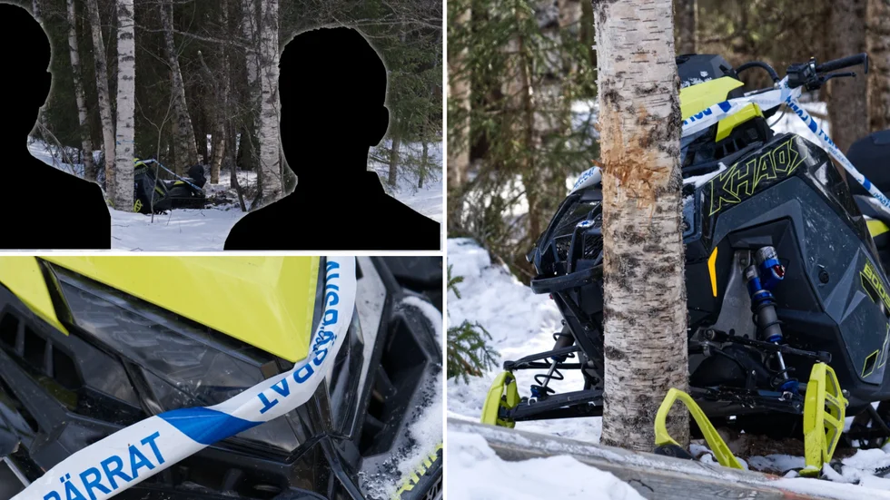 De två männen hittades döda några meter från en stulen snöskoter i skogen mellan Reveln och E4, några kilometer från centrala Luleå.