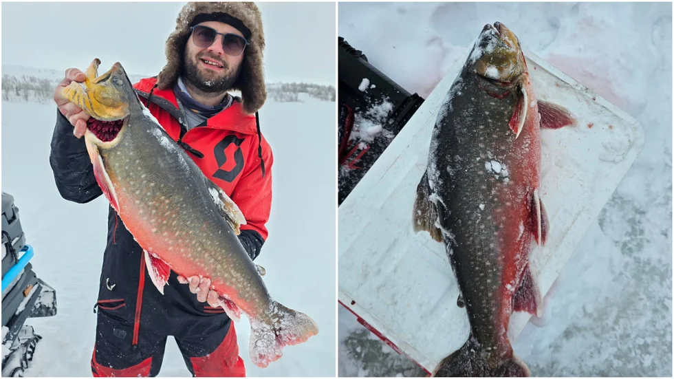Piteåbon Simon Wallinder med drömfångsten – en vildfångad fjällröding på 6,2 kilo och 72 centimeter lång. "Jag bara skrek rakt ut. Jag var så glad, det går inte att beskriva med ord", säger han om fångsten.