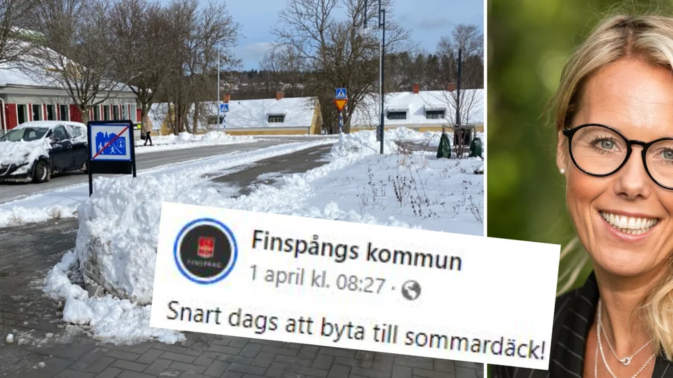 Finspångs kommun påminde om att byta till sommardäck precis när vintern drog in igen. Lite dålig tajming erkänner kommunens kommunikationschef Maria Samson.