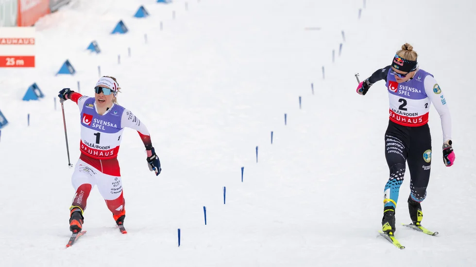 Det blev knallhårt över mållinjen i SM-sprinten. En hundradel skillde mellan Jonna Sundling och Linn Svahn. 