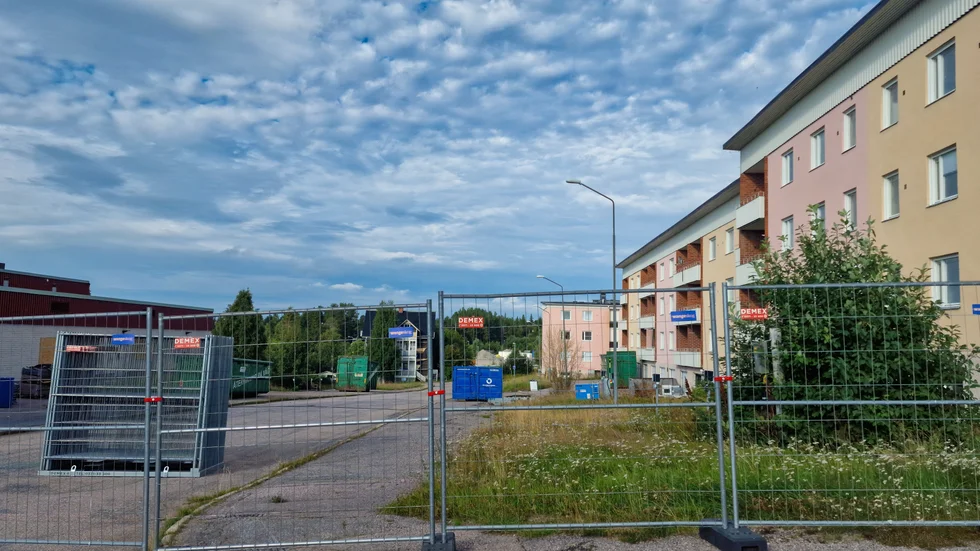 Malmberget, avspärrat kvarter inför rivning.