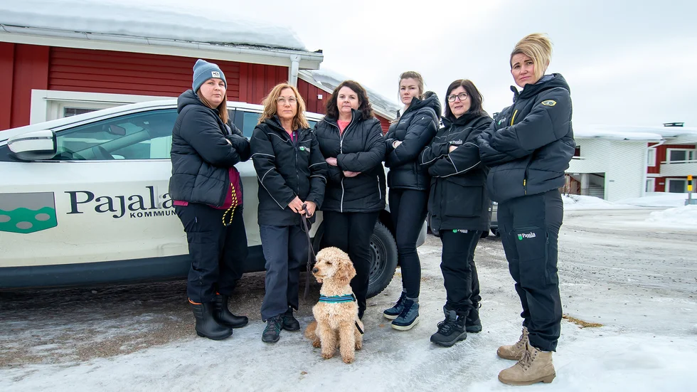 Den akuta arbetsbristen har fått personalen i hemtjänsten i Tärendö att anmäla kommunen. Fr.v. Jenny Ridbäck, Annicka Bohm, Inger Tannerdal,  Julia Aidanpää Ängsund, Ulla-Britt Svanlöv och Sofia Persson.