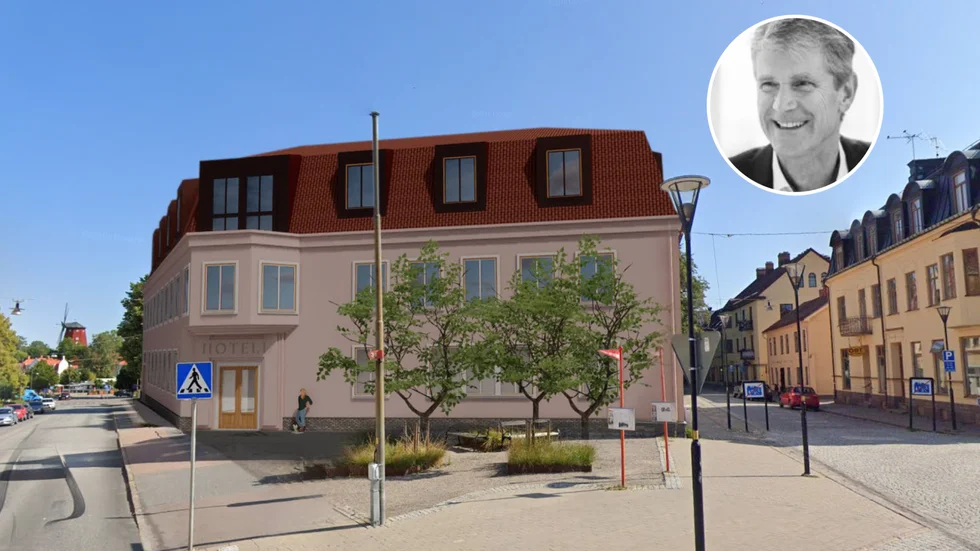 "Det här är en visionsbild framtagen av Spectrum arkitekter, och är en gestaltning av hur byggnaden skulle kunna utformas", säger Mattias Bäckman på Vika Real Estate. 