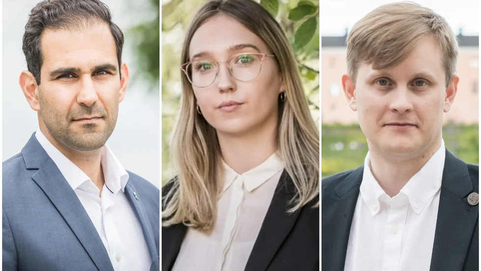 Ehsan Nasari, Nora Karlsson, Victor Zhao-Jansson (samtliga C) förklarar varför de väljer alliansen istället för Socialdemokraterna.