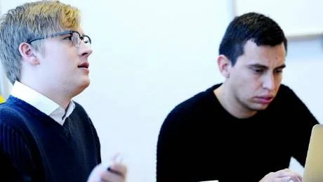 SSU-ARE. SSU Norrbottens ordförande Alexander Nilsson med Juan-Pablo Roa, politisk sekreterare från SSU Sverige.