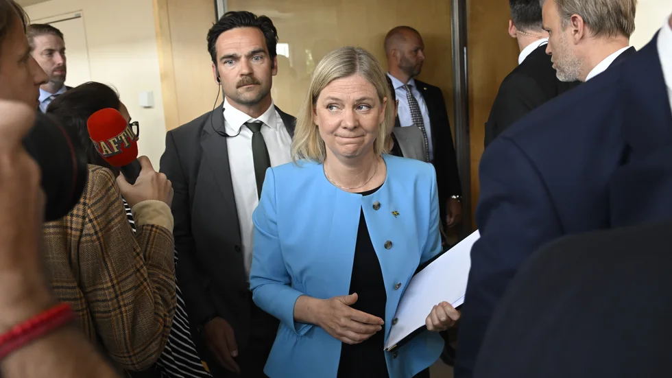 Statsminister Magdalena Andersson efter segern i riksdagens omröstning.