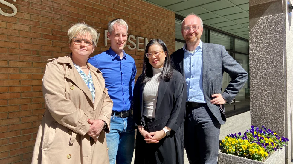 Karin Jonsson (C, kommunalråd, Markus Åkerman (C), ordförande i tekniska nämnden, Julie Tran, (C), regionråd och Martin Tollén (S) 1:e vice ordförande trafik och samhällsplaneringsnämnden i Region Östergötland presenterade en bantad variant av linje 482.