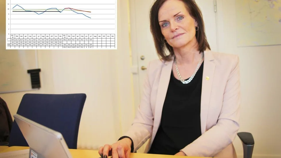 HR-chefen Lena Thelin gläds åt de sjunkande sjuktalen. "Arbetet fortsätter med samma intensitet", säger hon.