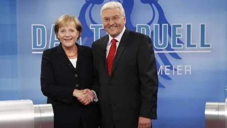 Kristdemokraten Angela Merkel och socialdemokraternas Frank-Walter Steinmeier regerar ihop nu. Tyska socialdemokraterna har placerat sig i en återvändsgränd inför valet på söndag.