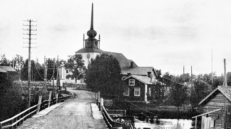 Kåge kyrka som den såg ut året den invigdes.