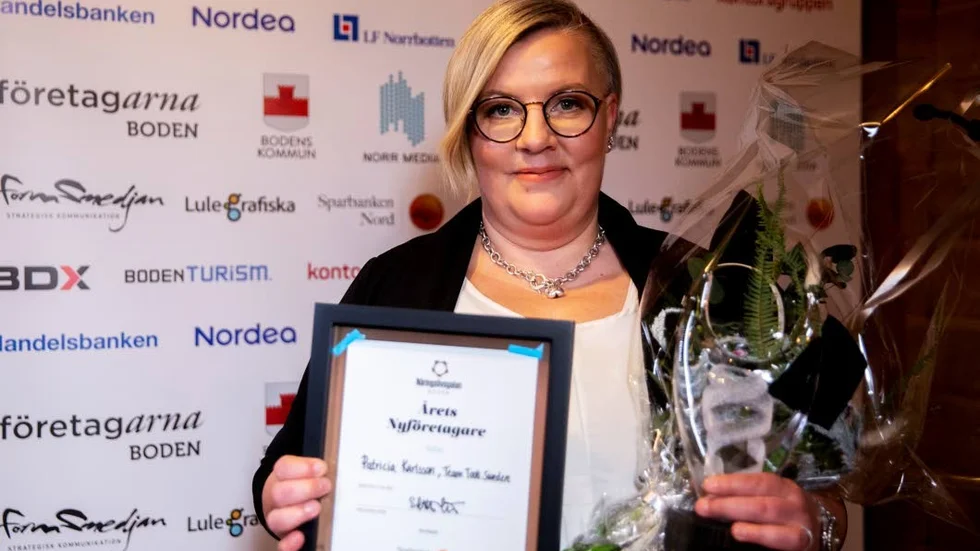 Patricia Karlsson från Team tools tog emot priset som Årets nyföretagare vid Bodens näringslivsgala 2020.