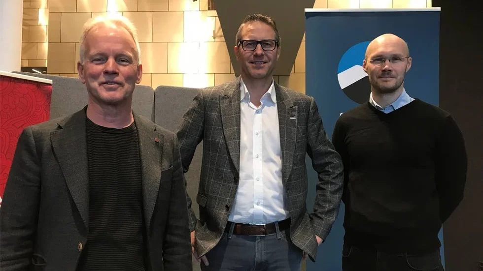 Mats Dahlberg, vd Kirunabostäder, Jörgen Svonni, Sparbanken Nord och Joakim Björnström, chef Samhällsomvandlingen i Kiruna, LKAB.