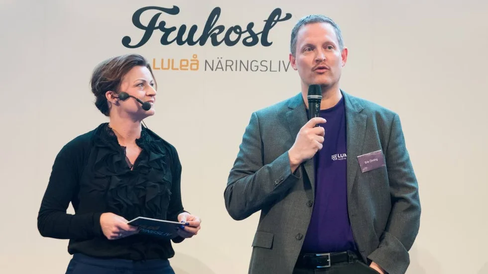Namnbyte. Erik Öhrling, vd på Luleå renhållning som under morgonens näringslivfrukost meddelade att de byter namn till Lumire, Luleå Miljöresurs.