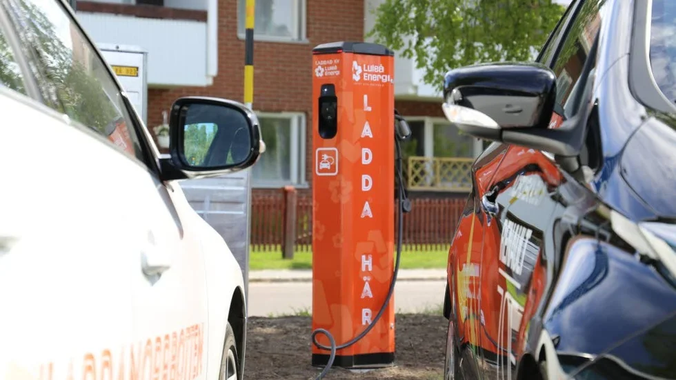 Här är Råneås nya laddstation för elbilar.