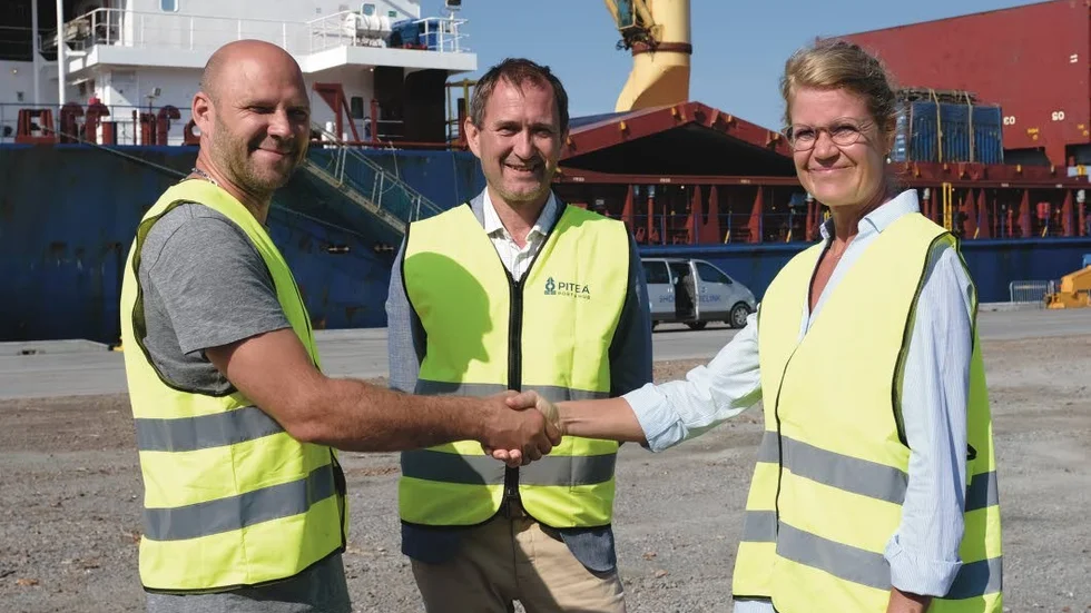 NYABs platschef Erik Öhman, Lars Wikström, infrastrukturansvarig och Ulrika Nilsson, VD Piteå Port & Hub.