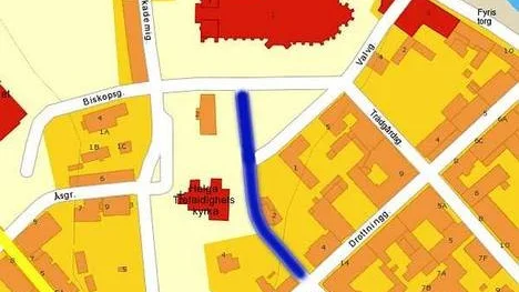 Det är den blåmarkerade gatan som ska få namn efter Ingmar Bergman.