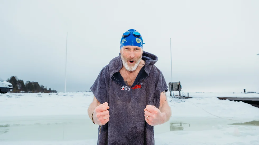 Mikael Söderström från Obbola, en stor profil i vintersim-sammanhang, tävlade i både bröst- och frisim.