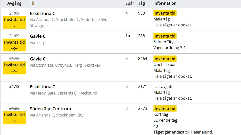 Olyckan har lett till stora förseningar i tågtrafiken.