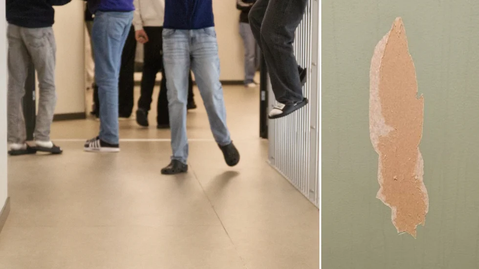 En eller flera ungdomar har förstört en skoltoalett på Järvenskolan. På höstlovet renoverades den, men nu är den återigen avstängd. Bilden på elevernas ben är tagen i ett annat sammanhang. 