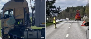 Olycka med två lastbilar – vägen stängdes av i båda riktningarna