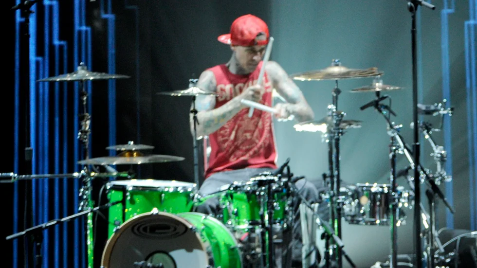 Travis Barker drabbades av en allvarlig inflammation på bukspottskörteln i slutet på juni- Arkivbild.