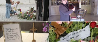En sorgens dag på torget och i kyrkan • ”Färre som tar bilder, fler som tänder ljus”