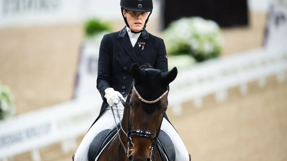 Sandra Dahlin, här med hästen Ichi under en världscuptävling i Göteborg. 