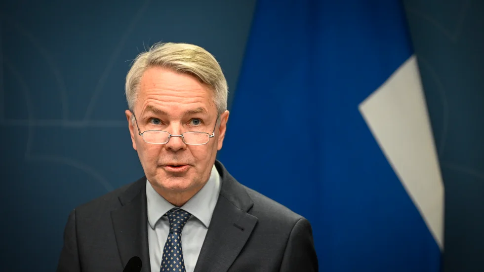 Finlands utrikesminister Pekka Haavisto under ett besök i Stockholm i februari. Arkivbild.