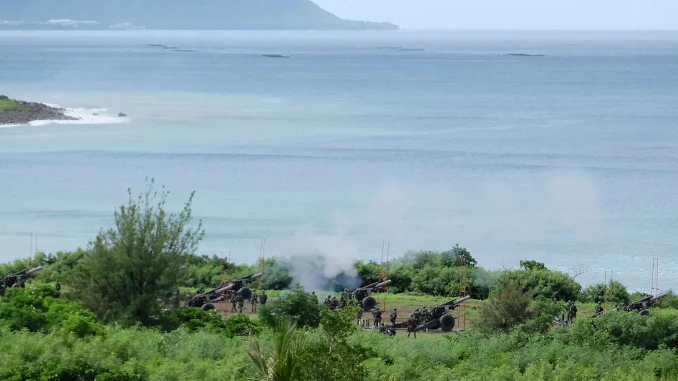 Taiwanesisk militär under sin militärövning under tisdagen.