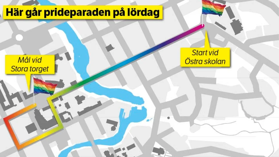 Här går Prideparaden i Nyköping.
