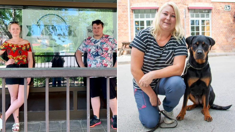Till vänster: Martina Cöster och Pontus Andersson utanför hunddagiset som de snart ska ta över. Till höger: Linda Mårtensson, nuvarande ägare av Tassa In. 