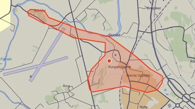 Det är det här området i Gamla Uppsala som är strömlöst. 