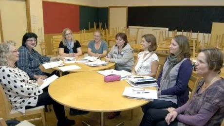 Eva Norström, matematikutvecklare, forksaren Constanta Olteanu, Linnéuniversitetet samt deltagarna på Åbyängskolan i Gamleby Sofia Gustafsson, Matilda Witalisson, Helene Lindgren, Hanna Ohlsson, Angelika Johansson och Anna Andrén.