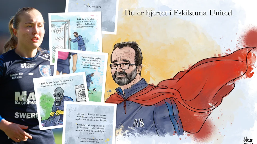 "Han har ett stort hjärta och för mig står Anders för tryggheten i klubben", säger Noor Eckhoff om Uniteds materialförvaltare Anders Blomstand.