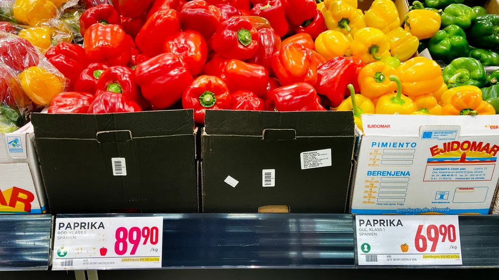 Enligt SCB har priset på paprika gått upp med 34 procent från januari till februari.