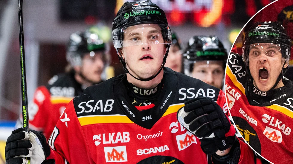 Julius Honka med ett mer neutralt målfirande än i finalen förra säsongen (som på inklippta bilden).