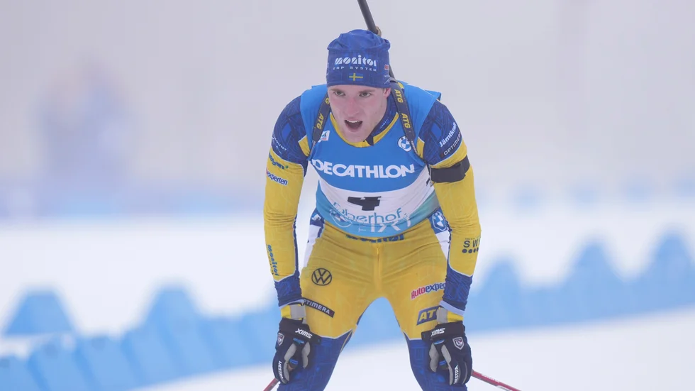 Sebastian Samuelsson hade en tung dag på skjutvallen i Nove Mesto. Arkivbild.